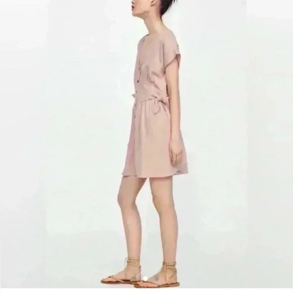 Zara Denim Dress Button Down Dusty Pink Side Tie
Mini Dress Flirty - Picture 2 of 10